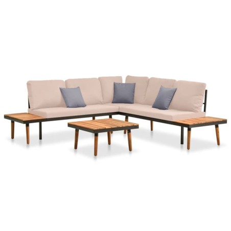4-tlg. Garten-Lounge-Set mit Kissen Massivholz Akazie