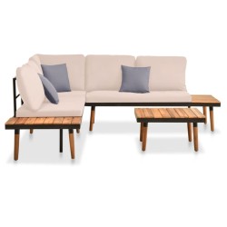 4-tlg. Garten-Lounge-Set mit Kissen Massivholz Akazie