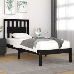 vidaXL Massivholzbett Schwarz Kiefer 90x200 cm