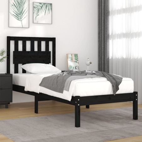 vidaXL Massivholzbett Schwarz Kiefer 90x200 cm