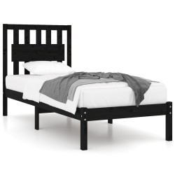 vidaXL Massivholzbett Schwarz Kiefer 90x200 cm