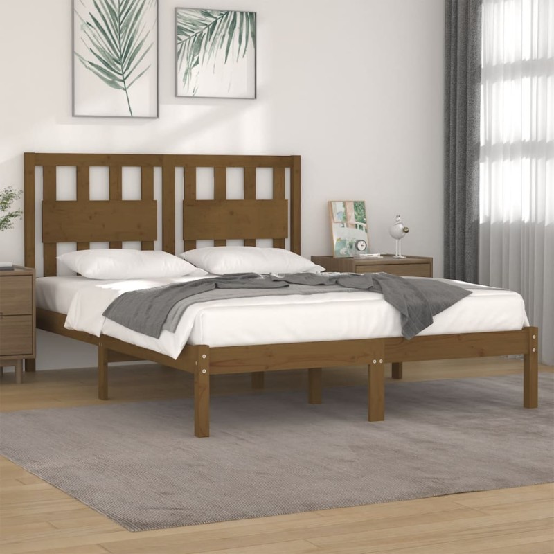 vidaXL Massivholzbett Honigbraun Kiefer 140x190 cm vidaXL Massivholzbett Honigbraun Kiefer 140x190 cm