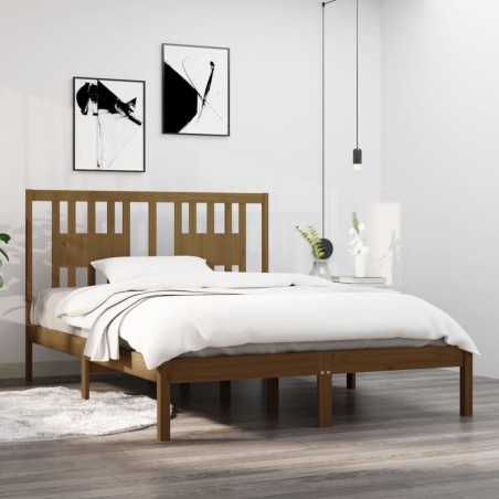 vidaXL Massivholzbett Honigbraun Kiefer 140x190 cm
