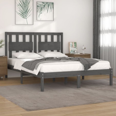 vidaXL Massivholzbett Grau Kiefer 140x190 cm