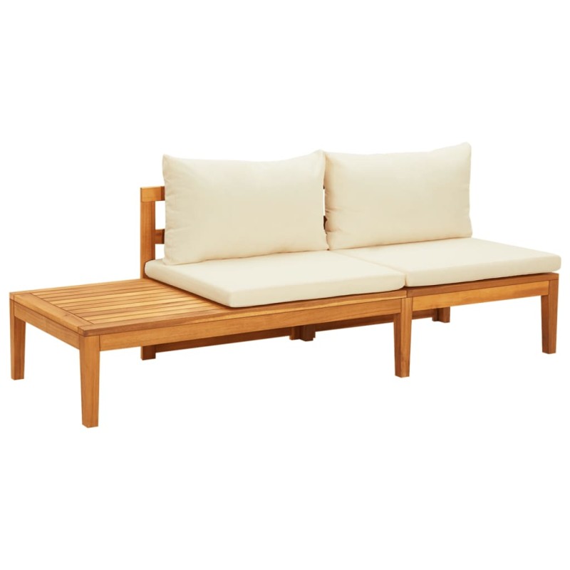 vidaXL Gartenbank mit Tisch & Cremeweißen Kissen Massivholz Akazie vidaXL Gartenbank mit Tisch & Cremeweißen Kissen Massivholz Akazie