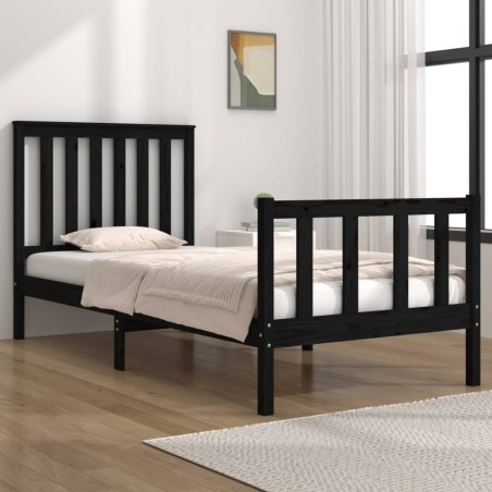 vidaXL Massivholzbett Schwarz Kiefer 75x190 cm