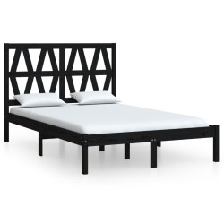 vidaXL Massivholzbett Schwarz Kiefer 140x190 cm