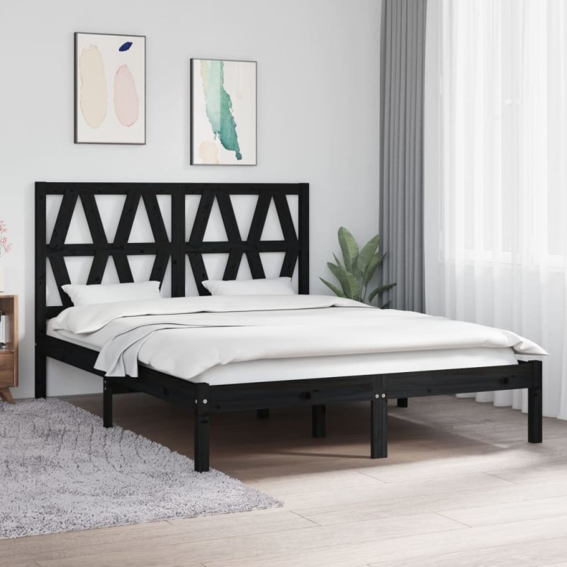 vidaXL Massivholzbett Schwarz Kiefer 160x200 cm vidaXL Massivholzbett Schwarz Kiefer 160x200 cm