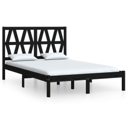 vidaXL Massivholzbett Schwarz Kiefer 160x200 cm