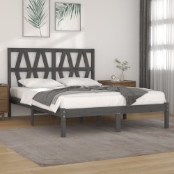 vidaXL Massivholzbett Grau Kiefer 135x190 cm