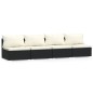4-Sitzer-Sofa mit Kissen Schwarz Poly Rattan 4-Sitzer-Sofa mit Kissen Schwarz Poly Rattan