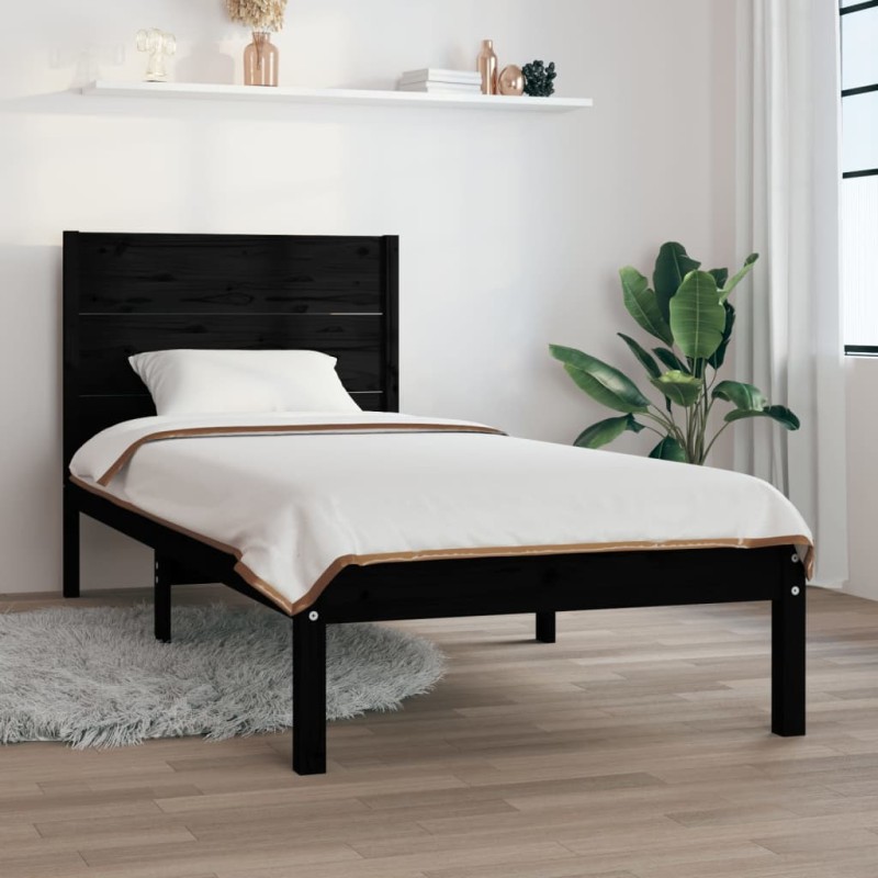 vidaXL Massivholzbett Schwarz Kiefer 90x200 cm vidaXL Massivholzbett Schwarz Kiefer 90x200 cm