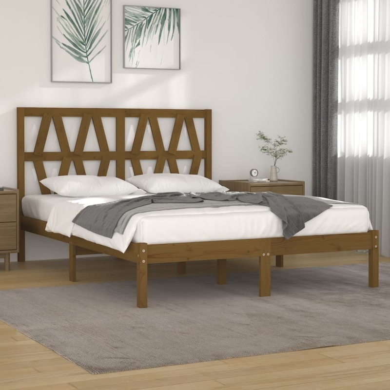 vidaXL Massivholzbett Honigbraun Kiefer 135x190 cm vidaXL Massivholzbett Honigbraun Kiefer 135x190 cm