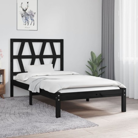 vidaXL Massivholzbett Schwarz Kiefer 90x190 cm