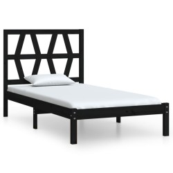 vidaXL Massivholzbett Schwarz Kiefer 100x200 cm