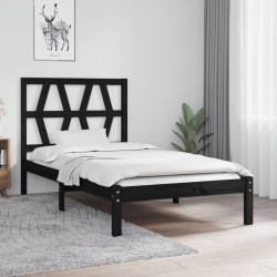 vidaXL Massivholzbett Schwarz Kiefer 90x200 cm