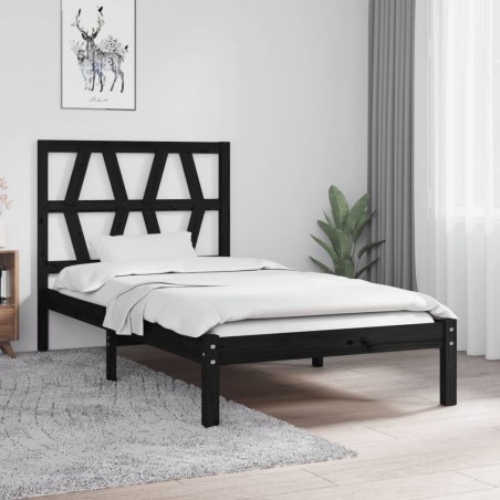 vidaXL Massivholzbett Schwarz Kiefer 90x200 cm