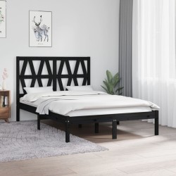 vidaXL Massivholzbett Schwarz Kiefer 120x190 cm