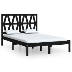 vidaXL Massivholzbett Schwarz Kiefer 120x190 cm