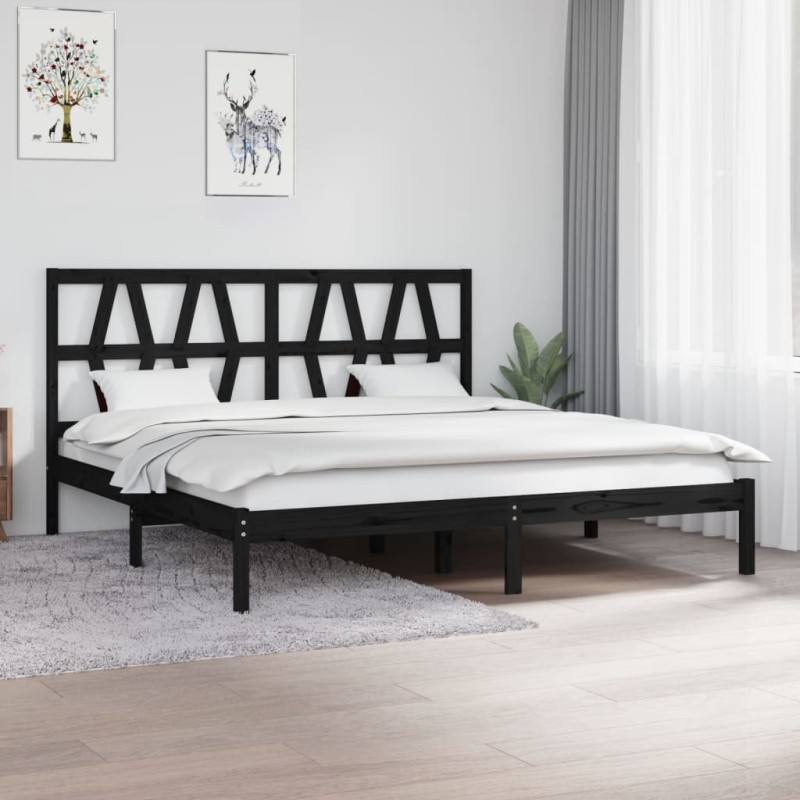 vidaXL Massivholzbett Schwarz Kiefer 180x200 cm vidaXL Massivholzbett Schwarz Kiefer 180x200 cm