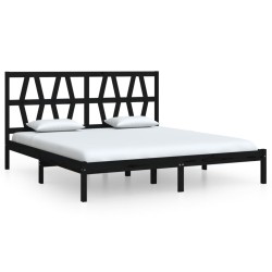 vidaXL Massivholzbett Schwarz Kiefer 180x200 cm