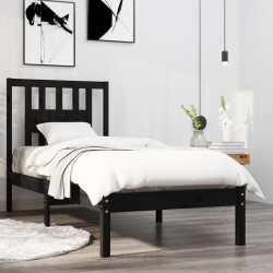 vidaXL Massivholzbett Schwarz 75x190 cm