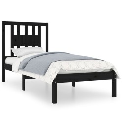 vidaXL Massivholzbett Schwarz 75x190 cm