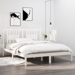 vidaXL Massivholzbett Weiß 150x200 cm