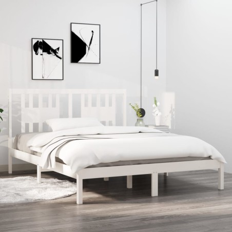 vidaXL Massivholzbett Weiß 150x200 cm