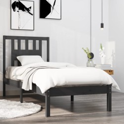vidaXL Massivholzbett Grau 90x190 cm