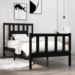 vidaXL Massivholzbett Schwarz 90x190 cm