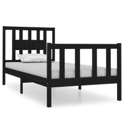 vidaXL Massivholzbett Schwarz 90x190 cm