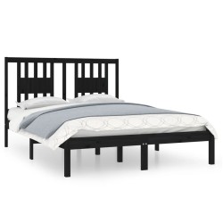 vidaXL Massivholzbett Schwarz 120x190 cm
