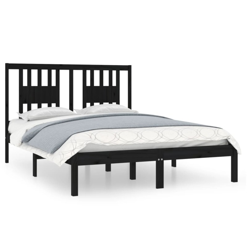 vidaXL Massivholzbett Schwarz 120x190 cm vidaXL Massivholzbett Schwarz 120x190 cm
