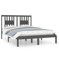 vidaXL Massivholzbett Grau 135x190 cm