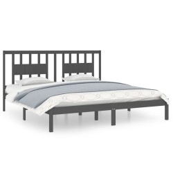 vidaXL Massivholzbett Grau 180x200 cm