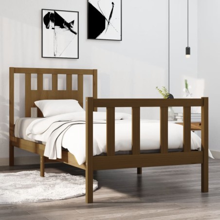 vidaXL Massivholzbett Honigbraun 90x190 cm