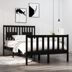 vidaXL Massivholzbett Schwarz 120x190 cm
