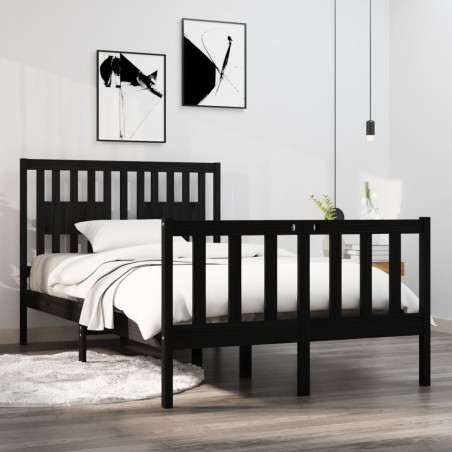 vidaXL Massivholzbett Schwarz 120x190 cm