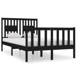 vidaXL Massivholzbett Schwarz 120x190 cm