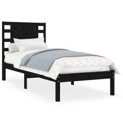 vidaXL Massivholzbett Schwarz 75x190 cm