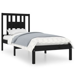 vidaXL Massivholzbett Schwarz Kiefer 90x200 cm