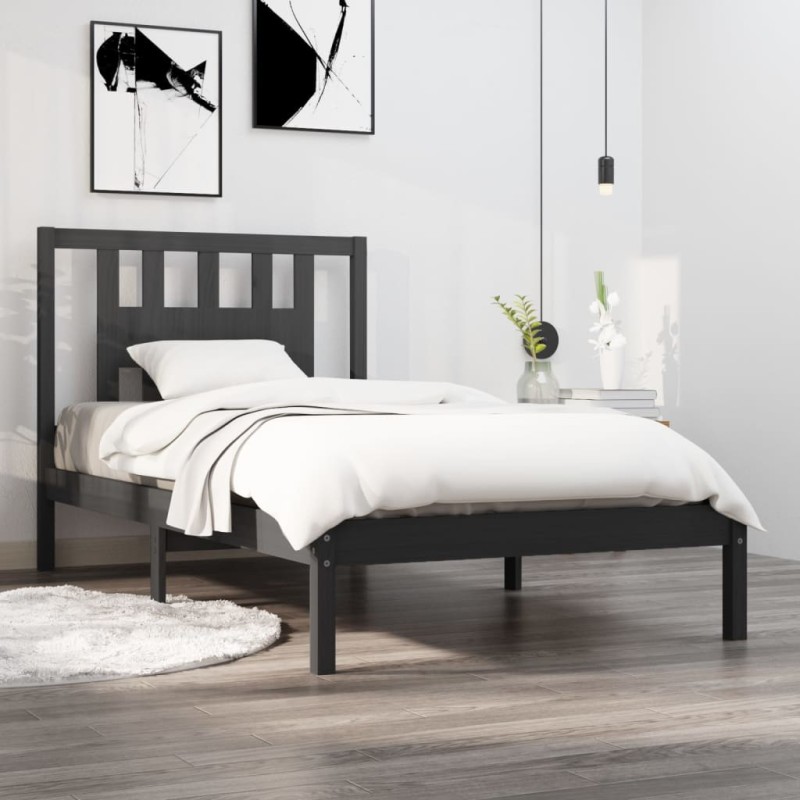 vidaXL Massivholzbett Grau Kiefer 100x200 cm vidaXL Massivholzbett Grau Kiefer 100x200 cm
