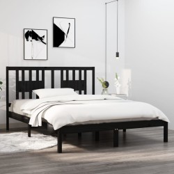 vidaXL Massivholzbett Schwarz Kiefer 140x200 cm