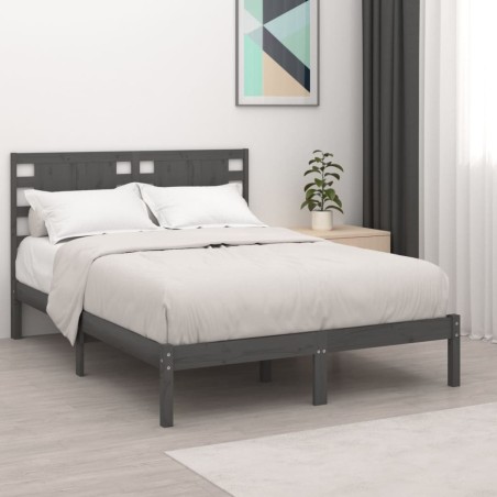 vidaXL Massivholzbett Grau 120x190 cm