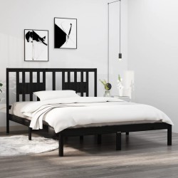 vidaXL Massivholzbett Schwarz Kiefer 160x200 cm