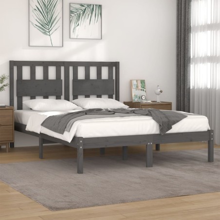vidaXL Massivholzbett Grau Kiefer 150x200 cm
