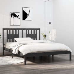 vidaXL Massivholzbett Grau 150x200 cm