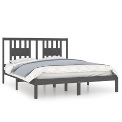 vidaXL Massivholzbett Grau 150x200 cm