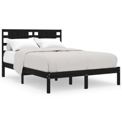 vidaXL Massivholzbett Schwarz Kiefer 140x190 cm